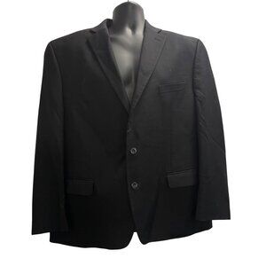 Michael Kors Mens Black Two-Button Suit Jacket With Notch Lapel Size 48R